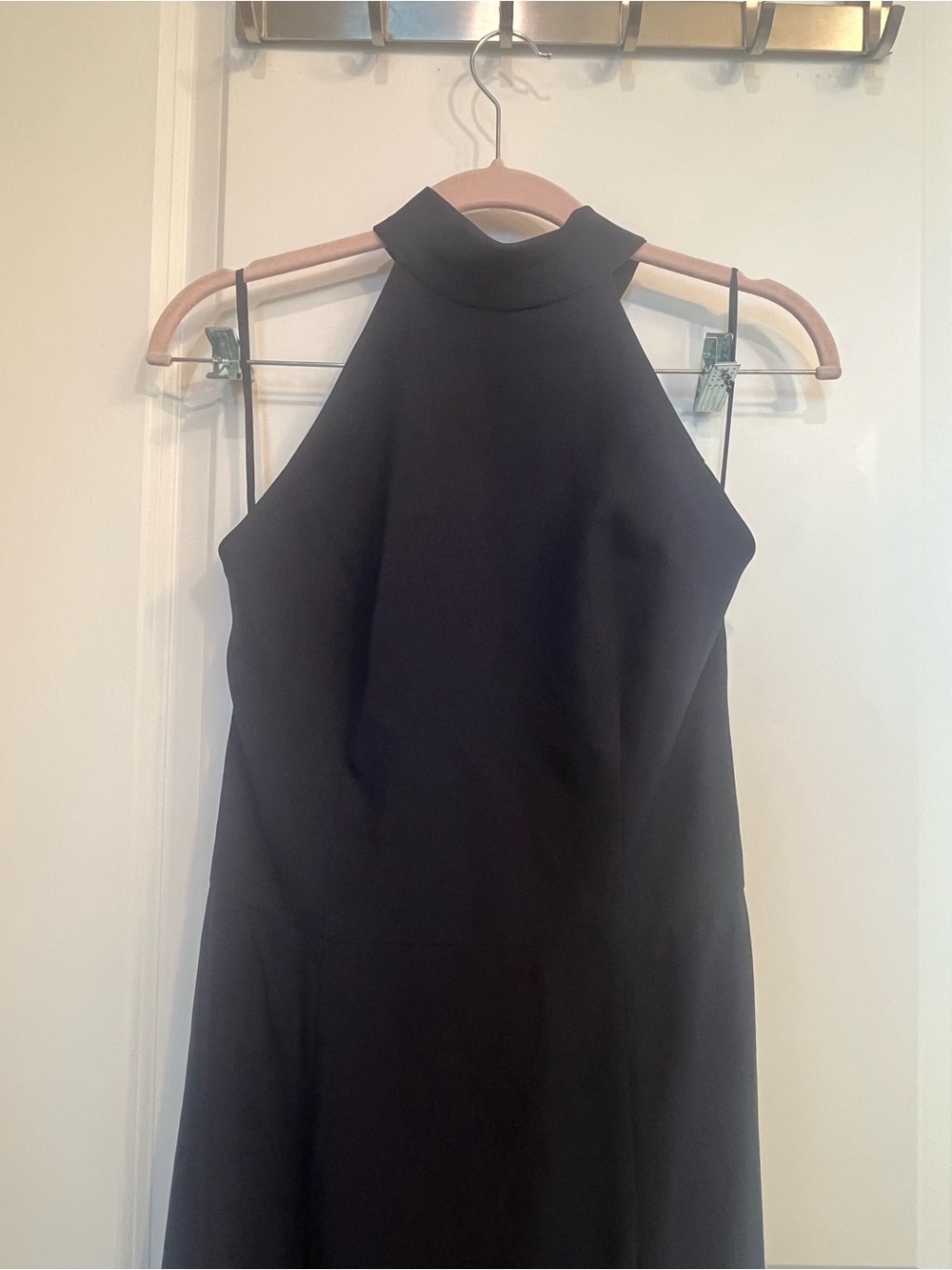 Amsale Navy Elegant High Neck Open Back Evening Dress
